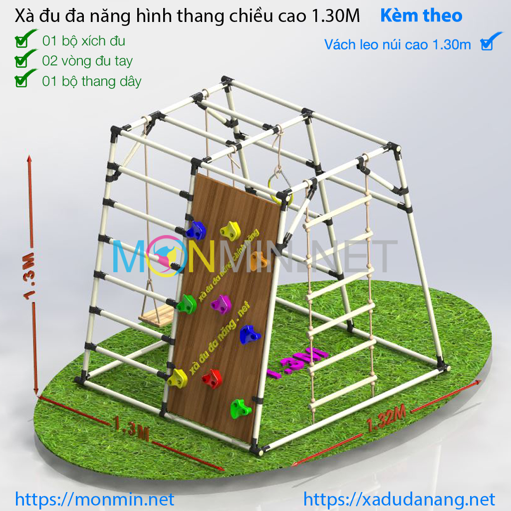 Hình ảnh xà đu đa năng SATECH hình thang cao 1m3 kèm theo vách leo núi