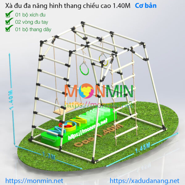Xà đu đa năng hình thang chiều cao 1m4 cơ bản