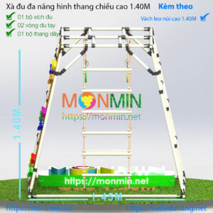 Alternative view of Xà đu đa năng hình thang chiều cao 1m4 kèm vách leo núi