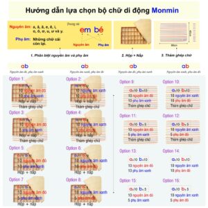 Chữ di động Tiếng Việt - Nét in thường - Học ghép chữ thành câu - Giáo cụ Montessori - Monmin