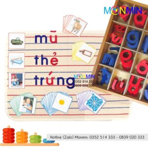 Chữ di động Tiếng Việt - Nét in thường - Học ghép chữ thành câu - Giáo cụ Montessori - Monmin
