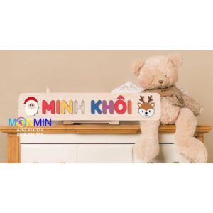 Bảng ghép tên riêng cho bé bằng gỗ cao cấp Monmin - Rèn luyện ghi nhớ chữ cái - Trang trí phòng bé sơ sinh
