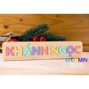 Bảng ghép tên riêng cho bé bằng gỗ cao cấp Monmin - Rèn luyện ghi nhớ chữ cái - Trang trí phòng bé sơ sinh